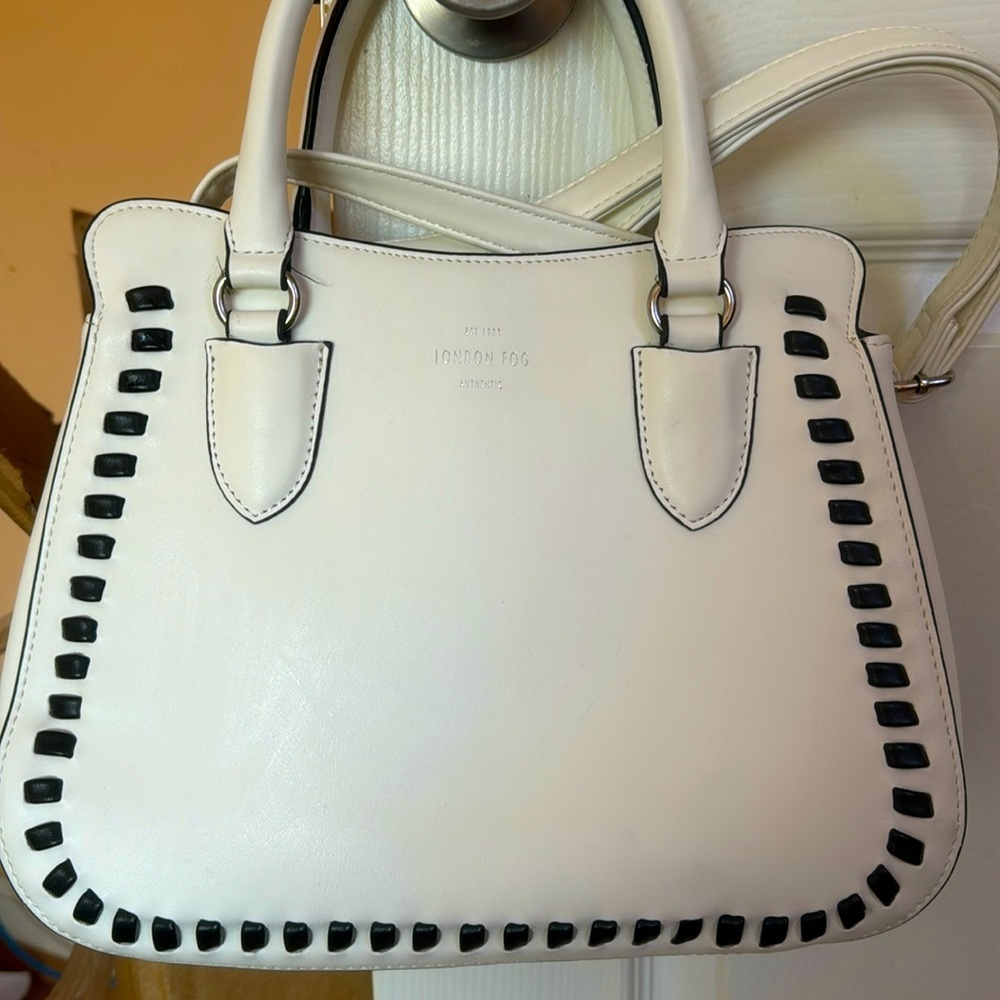 London Fog White and Black Satchel
